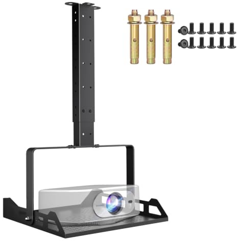 Salange Supporto da soffitto per proiettore, mensola universale per proiettore per soffitto e parete, inclinazione di 90°, lunghezza regolabile da 22,9 a 38,1 cm, vite da ¼ pollici, compatibile con la