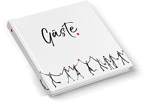 Logbuch-Verlag Gästebuch schwarz weiß rot mit 164 leeren Seiten - Hochzeitsgästebuch Hochzeit Geburtstag - quadratisches Buch zum Eintragen für Gäste