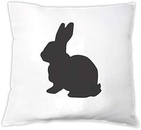 4you Design Kissen mit Hasenmotiv ?rosa ?schwarz ?Oster-Geschenk ?Ostern ?Geschenk-Idee ?Hase ?Zier-Kissen ?Accessoire ?für sie & ihn (Schwarz)