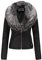 Geschallino Giubbotto Corto Donna in Ecopelle, Giubbotto Moto con Collo in Ecopelliccia Rimovibile 9201 Nerogrigio XL