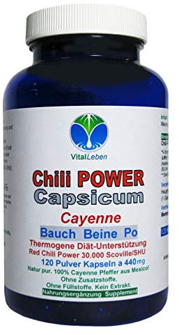 Red Chili Fat-BURNER CAPSAICIN 120 Kapseln BAUCH BEINE PO Fettbrenner POWER-Diät Unterstützung & (Fett) Stoffwechsel. OHNE Zusatzstoffe! 26595-120