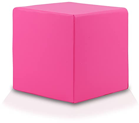 Ecopuf Cube - Sitzhocker Hocker Kunstleder Lederimitat Sitzbox Quader Würfel Pouf Ottomane Fußbank für's Wohnzimmer Wohneinrichtung 40x40x40 cm Faber Rosa E5