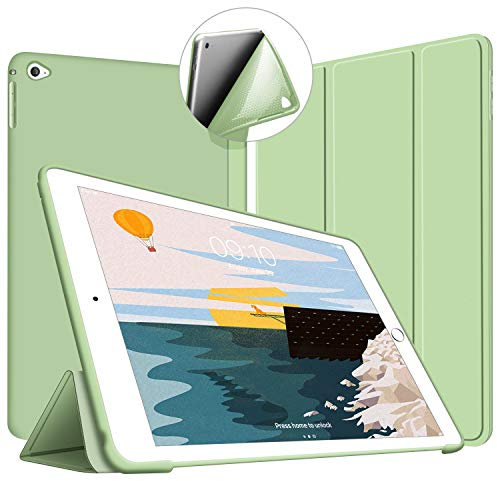VAGHVEO Custodia per iPad Air 2, Ultra Sottile e Leggere [Auto Svegliati/Sonno] con Protezione Elevato Morbido TPU Soft Silicone Smart Cover Case per Apple iPad Air 2 (Modelli A1566 A1567), Verde_02