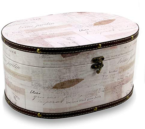 SAFE Holzkoffer Oval Retro weiß - ideal als Hochzeitsgeschenke für Brautpaar Geldgeschenke - Schatztruhe Hochzeit, Schatzkiste Kinder, Geschenk-Box, Holzkiste Antik - Mittel 25 x 19 x 12 cm