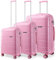 Kono Set de 3 Valises Rigide en Polypropylène Ensemble de Bagages Léger 4 roulettes avec Serrure TSA(Rose, Set of 3)