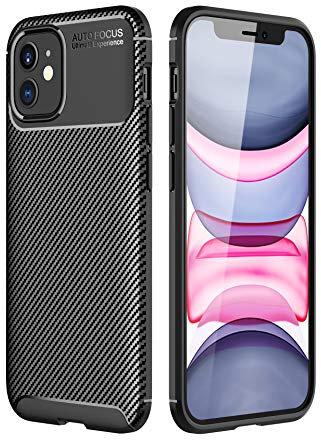 Fonetek® For iPhone 12 Mini, Tough Shockproof Slim Carbon Fibre Protective Case Cover + LCD Screen Protector Guard for Apple iPhone 12 Mini