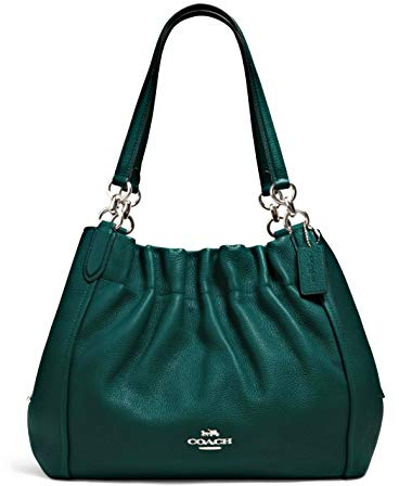 Coach Maya Damen-Schultertasche aus Kieselleder, dunkles Efeugrün, Dark Ivy, Large