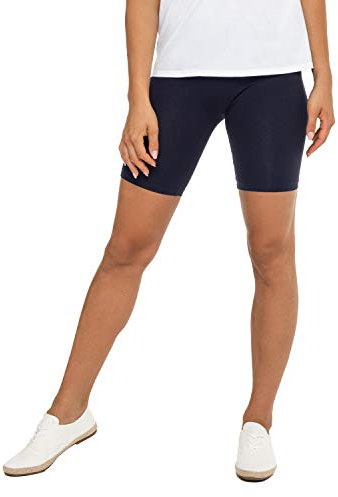 Celodoro Damen Kurzleggings (1 Stück) Stretch-Jersey Radlerhose aus Baumwolle - Dunkelblau L