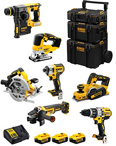 DeWALT Kit DWK701 (7 Machines + 3 Batteries 18V 5,0 Ah + Chargeur + Caddy 3en1)