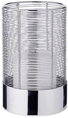EDZARD Windlicht Kampen (H 28 cm, Ø 17 cm), Edelstahl, mit Glas | Massiver Korpus, standfest auch auf unebenem Grund · Glas zum Reinigen abnehmbar · für Stumpenkerzen bis Ø 8 cm