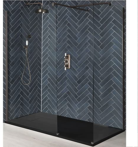 Milano Rosso Matte Bronze Corner Shower Enclosure Graphite Tray - 1400mm x 800mm