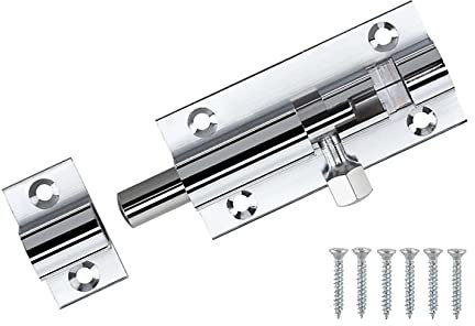 TERF® Door Bolt Polished Chrome Barrel Slide Lock 38mm [1.5''] Door Latch with Screws Ideal for Internal and External Doors Locks for Bedroom Bathroom Toilet Shed Gate Cupboards and Cabinets - 38mm