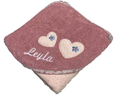Sterntaler Badetuch 100x100 cm aus 100% Baumwolle personalisiert mit Namen/inklusive Bestickung (Mabel rosa)