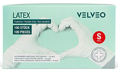 100 Stück Latex Untersuchungshandschuhe in Spender-Box - Größe wählbar: S, M, L, XL Einweghandschuhe Einmalhandschuhe Größe S