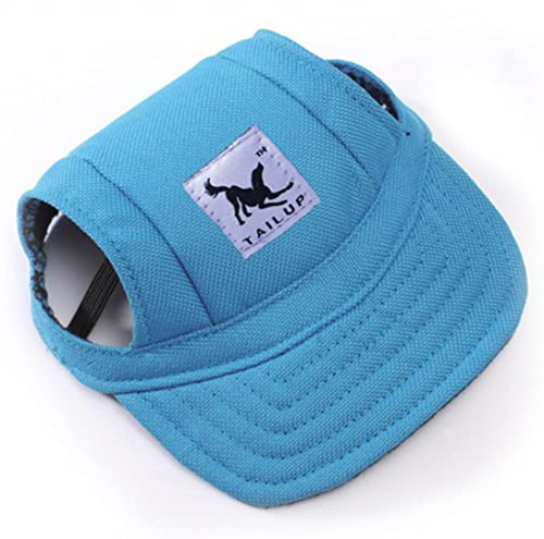 Baseballmütze Kleine Hunde Hundecap mit Ohrlöchern Basecap Sommer Baseballkappe Verstellbar Hundehut Welpen Hundemütze Sport Kappe Sonnenschutz Sonnenhut Katze Mütze Haustier Cap Outdoor (M, Blau)