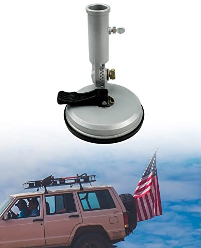 ULZOZN Flag Pole Holder Suction Cup Style Universal Adjustable Multiposition Flagpole Holder Heavy Duty Flag Pole Mounting Bracket for RV Truck Car SUV ATV House Wall