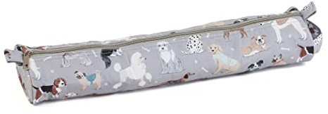 Hobby Gift Exklusive Aufbewahrungsbox für Stricknadeln, Graue Hunde, 12 x 41 x 7,5 cm