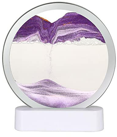 Décor D'art De Sable En Mouvement, Peinture De Sable Qui Coule, Coulant Sable Peinture 3D , Lampe De Table Sablier Verre Rond Flowing Sand Picture, Paysage Naturel 3D Lampe De Nuit ( Color : Purple )