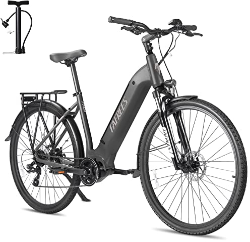 Fafrees [ Offiziell FM9 Citybike BAFANG Mittelmotor, Elektrofahrräder mit 36v 18ah Akku bis 120KM, E Bike Herren 700C*45C Straßenzulassung Rücklicht, E-Bike Damen 250W 15 kg mit Mini Handpumpe