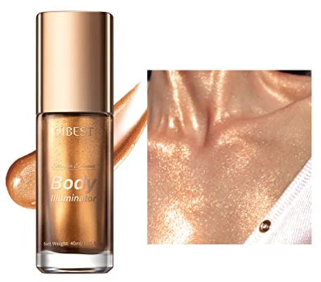 Körper Luminizer Shimmer Öl Liquid Highlighter Make-up,Gesicht zu Körper Glow Shimmer Lotion Radiance All In One Make-up,Wasserdichtes feuchtigkeitsspendendes Shimmer Körperöl (Bronze-Gold)