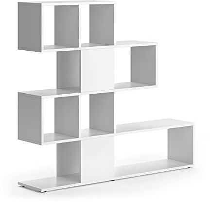 Vicco Raumteiler Hylda, stehendes Bücherregal, Weiß, 124.4 x 113 cm mit 4 Faltboxen