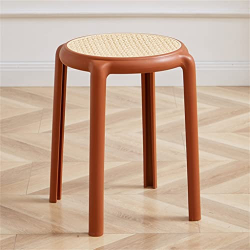 ZYMEN Kunststoff-Rattan-Hocker für Wohnung, Zuhause, stapelbar, verdickte Bank, Esstisch und Stuhl, runder Hocker (Farbe: D, Größe: Universalgröße) Commemoration Day