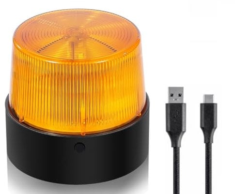 LE Sircut LE228 (MINI) Size USB Rechargeable Emergency Flashing Lights Selectable Rotation Warning Light Wireless LED Strobe Beacon Blue Lights with Magnetic Base for Car Vehicle Truck (Amber)