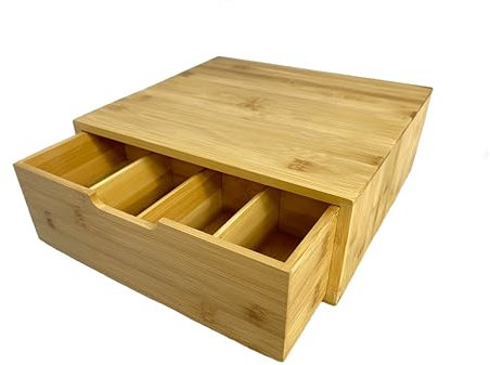 Woodquail Kitchen Stand with Drawer, Coffee Maker Machine Holder, Tea Pod Storage, Kitchen Appliances Organiser, Made of Natural Bamboo
