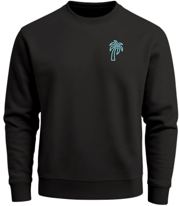 Neverless® Herren Sweatshirt mit Logoprint Palme Regular Fit | klassischer Rundhals, weich gebürstete Innenseite, elastische Bündchen, 80% Baumwolle 20% Polyester