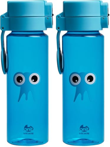 Tinc Tonkin Tribal Character design Flip and Clip lockable leak-proof water bottle with BPA free plastic - Blue Water Bottle - Blue, 500ml (Pack of 2)