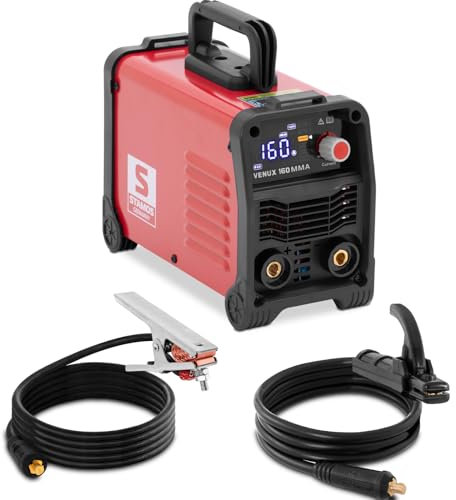 Stamos Germany VENUX 160MMA - Soldadora de electrodos Smart Select System WIG-Liftarc 160 A 60% Duty Cycle Hot Start Arc Force Anti-Stick VRD E-Hand Soldadora MMA