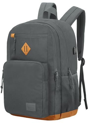 KEOFID Laptop Rucksack für Herren Damen, Großer Schulrucksack für Jungen, Mädchen und Teenager, Anti-Diebstahl Computer Rucksack, 15,6 Zoll Laptop, Handgepäck Rucksack(Grau19inches)