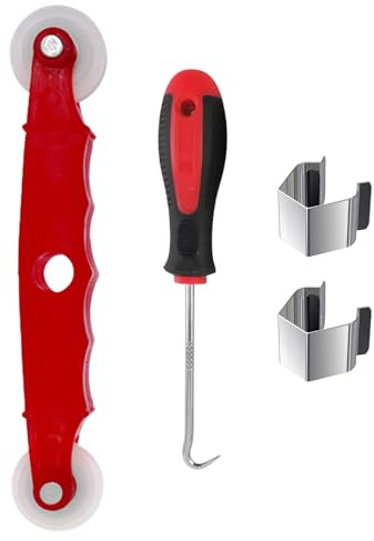 Kit di riparazione per finestre, rullo scanalato per finestre con gancio di rimozione e clip di installazione, kit di ricambio per installazione e sostituzione di finestre e porte scorrevoli