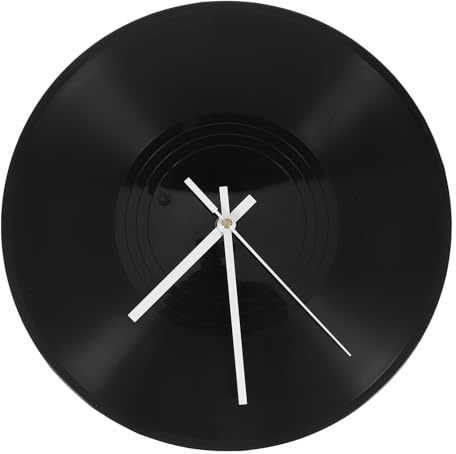 Cabilock Wanduhr im Stil Einer Schallplatte 1 Satz Kunststoff Schwarz | Dekorative Ausführung, Einfache Montage, ohne Batterie, für Büro und Klassenzimmer