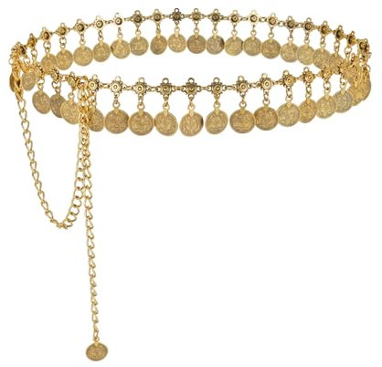 CHIC DIARY Gold Kettengürtel Metall Körperkette Vintage Bauchkette Dekorative Fransen Taillenkette für Kleid Rock Jeans