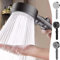 High Pressure Handheld Shower Head with On Off Switch, Chrome Detachable Showerhead, 8 Spray Modes Shower Massager Handheld Hard Water Filter for Bathroom (Gray)
