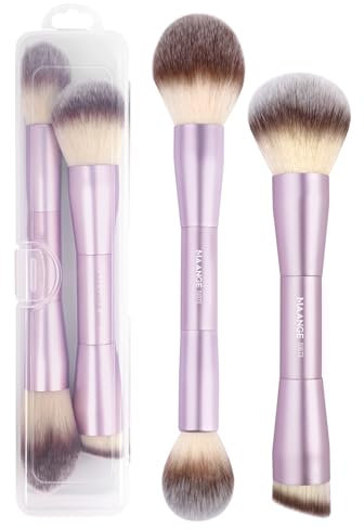 MAANGE Foundation Makeup Brush, Double Ended Makeup Brushes, Applying Liquid or Powder, Blush, Cream, Primer, for Contouring Blending Foundation Blush brush(Lilac, 2PCS)