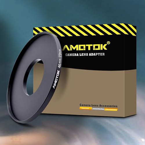 Bague d'adaptation de filtre Step Up de 46 mm à 77 mm, compatible avec objectif de 46 mm vers 77 mm (accessoire de filtre UV-CPL-ND) (46 mm-77 mm)