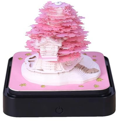 Time Piece Kalender, 3D Kalender 2025 Tischkalender mit Lichtern, Kreativer 3D-Kunstkalender DIY Notizen Notizblock Papier Schnitzen Geschenk Haus Skulptur Geschenk für Lehrer Kollegen