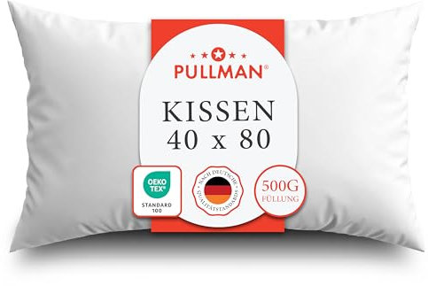 Pullman Kopfkissen 40x80 cm - Hotelqualität Mikrofaser Kissen für Alle Schlafpositionen, Bequemes Allergiker Schlafkissen mit 500g Füllmaterial, Oeko-Tex zertifiziertes Bett Kissen (40 x 80)