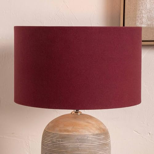 Burgundy Red Cylinder Lampshade for Table Lamps | Deep Red Drum Cotton Lamp Shade for Floor Lamps | Wine Maroon Lined Fabric Shades for Living Room (Burgundy, 45cm)