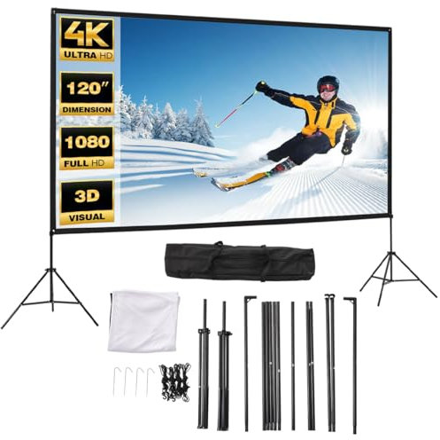 INMOZATA Projector Screen and Stand 84 inch/186x106cm Foldable Portable Projector Screen with Carry Bag, 16:9 4K HD Indoor Outdoor Projection Screen for Camping Home Theater (84/186x106cm)