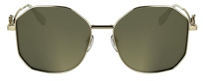 KARL LAGERFELD Women's Sunglasses KL358S - Gold Shiny with Solid Light Brown Mirror Lens