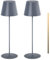 MALUX 2 Stück LED Tischlampe kabellos mit Touch,Indoor & Outdoor Wiederaufladbar LED Akku Tischleuchte,3 Farbtemperatur Stufenlos Dimmbar,Timer-Funktion, LED Lampe Akku Outdoor Lampe (Grau)