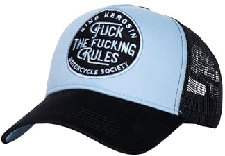 King Kerosin Herren Trucker Cap · Kappe · Meshcap · Mesh · Netz · Snapback · Vintage · Retro · Biker · Motorrad · Look · Logo · Patch · Stickerei · F*ck The F*cking Rules