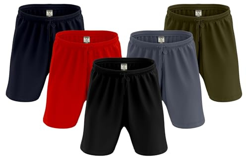 TORO ACTIVA Pack of 5 Men Active Wear Shorts Workout Draw String Cord Adjustable Waist Pocket Side Running Gym Training Shorts Quick Drying Lightweight