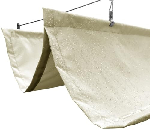 MESOVFCA Maßgeschneidertes, wasserdichtes, einziehbares Wellen-Sonnensegel für Pergolen, Überdachung aus Drahtgeflecht für den Außenbereich, UV-beständiges Sonnenschutz-Sonnensegel (Cremeweiß)