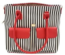 Handtasche Schultertasche Shopper schwarz weiß rot gestreift maritim