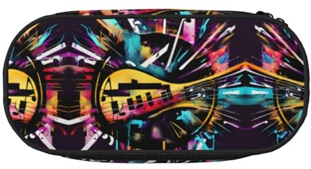 HJLUUFT Make-up-Kosmetiktasche mit Musik-Graffiti-Stil, Schreibwaren, Kawaii-Stiftebox, Gadget-Organizer-Tasche mit Reißverschluss