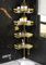 Kegii Telescopic Shower Caddy Gold - 4-Tier Corner Shower Shelf No Drilling Bathroom Organiser with Soap Holder and Hooks, Stainless Steel